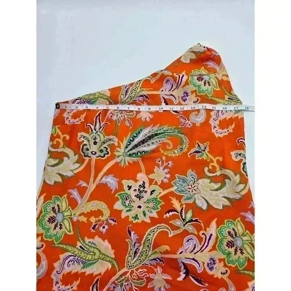 Etcetera Women's Size 6 Orange Silk One Shoulder Sleeveless Summer Blouse